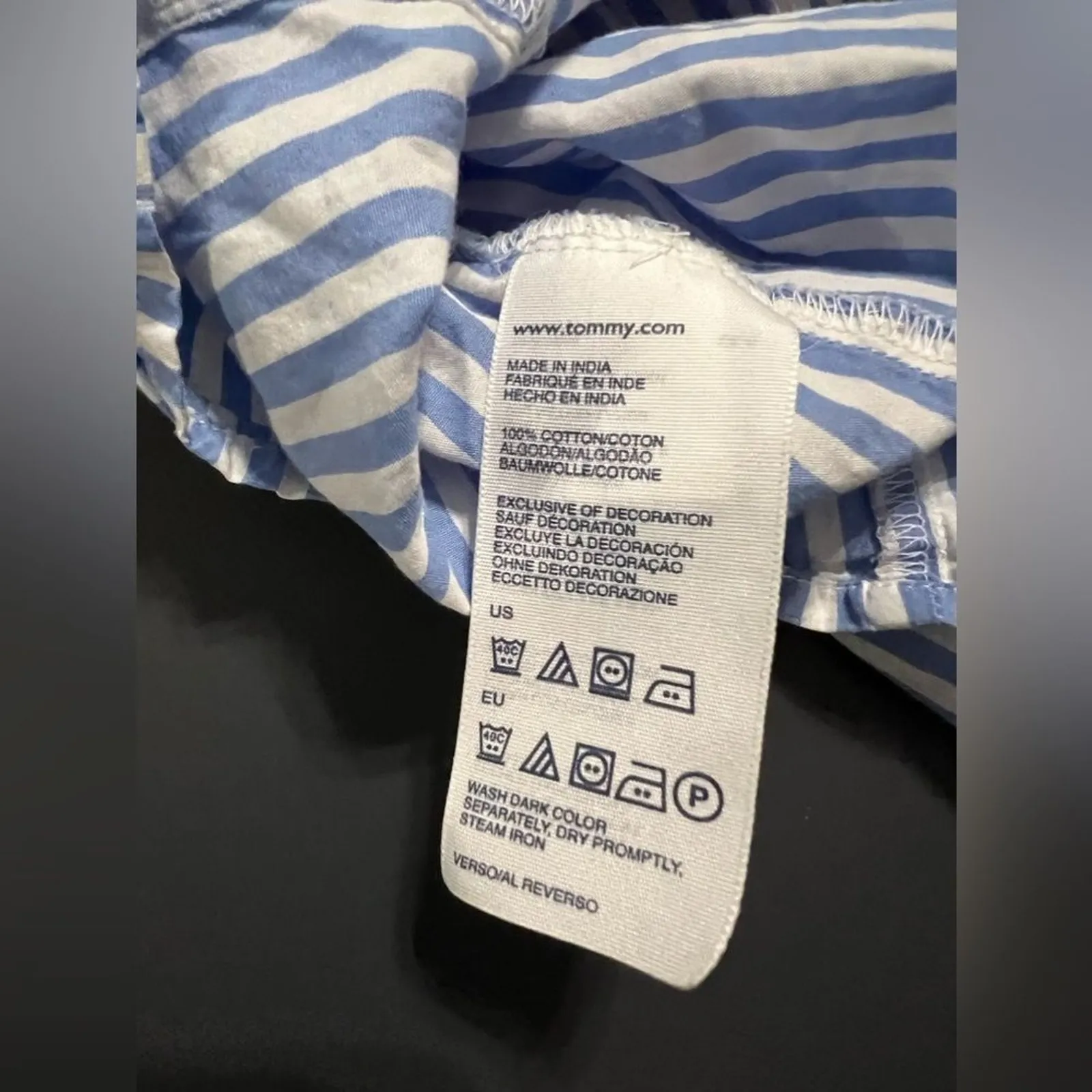 Tommy Hilfiger Ruffled Button-down Blouse White Blue Sz S - Image 8