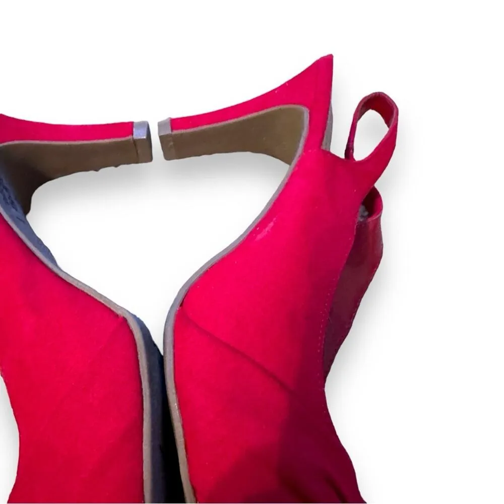 Dexflex Comfort Carmine Red Faux Suede Open toe Slingback Pumps Heels Sz 6.5 - Image 10