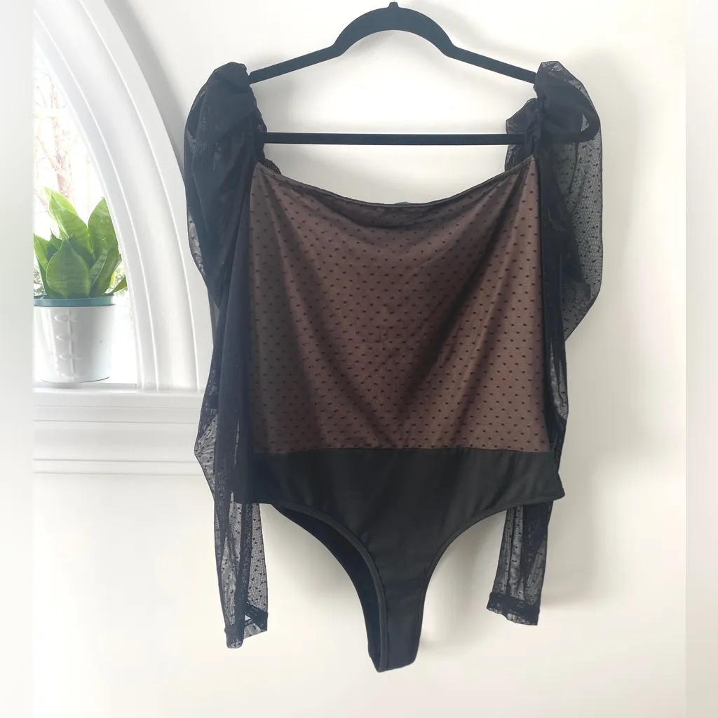 Bebe Lace Trim Black Bodysuit - Image 5