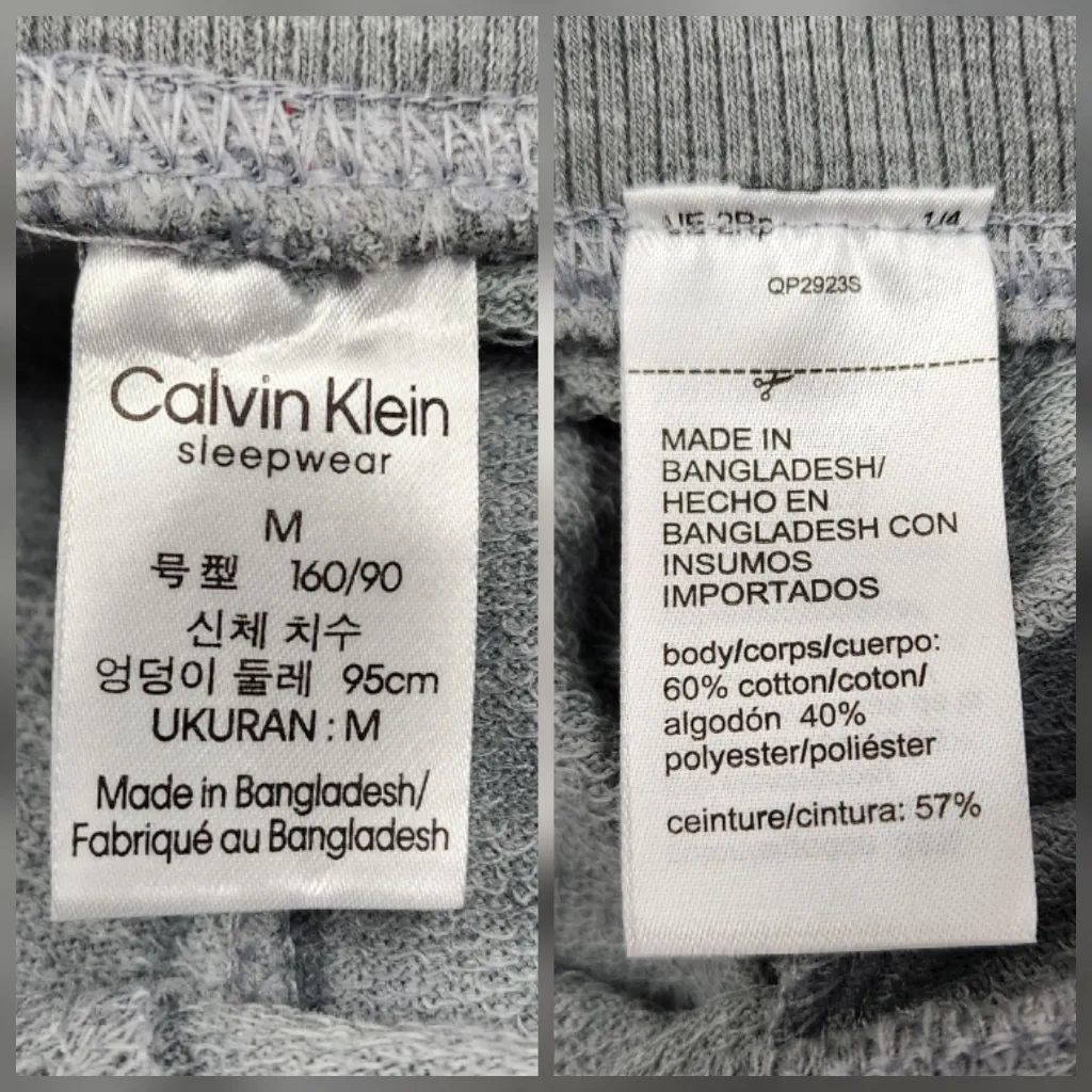 Calvin Klein Sleepwear Pants Light Grey Lounge Joggers Cotton Blend Size M - Image 2