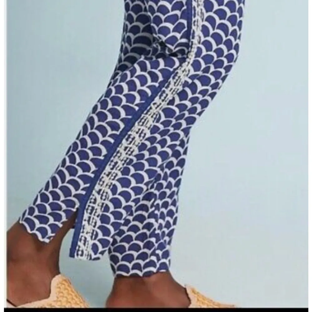 Anthropologie Blue Scalloped Motif Beaded Joggers Pants - Image 3