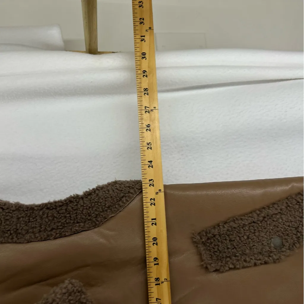 Rehab Lab Leather Sherpa Fur Vest Womens Large Brown - Image 5