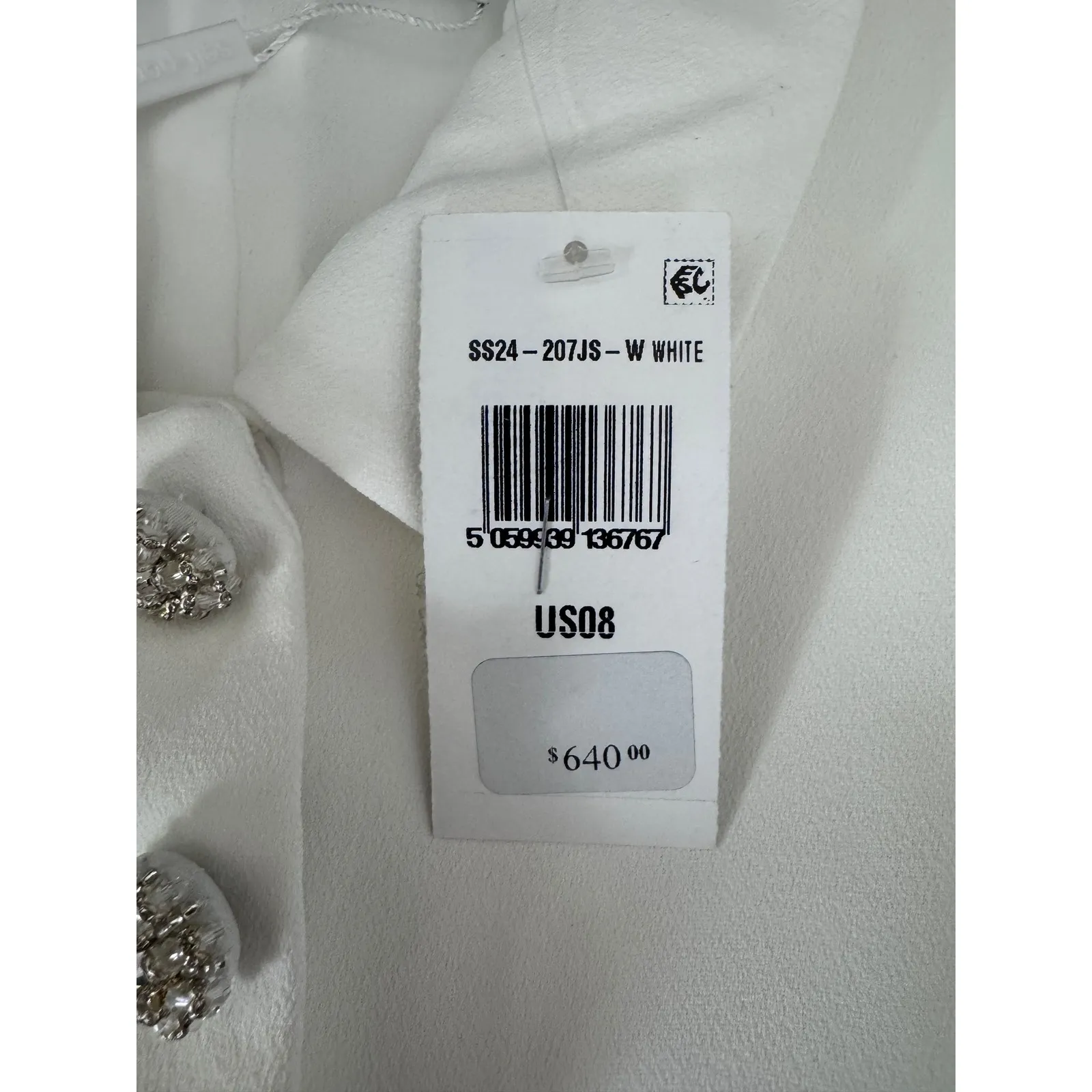 Self Portrait White Sleeveless Vest Blazer Crystal Embellished Buttons US 8 - Image 10