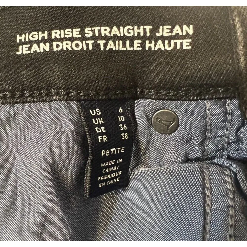 Land’s End Women’s Black Denim Cotton High Rise Straight Legs Jeans Size 26 - Image 7