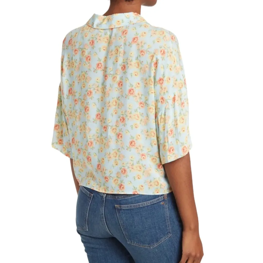 Philosophy Floral Print Crop Top Blouse Blue Pink Yellow Size XSmall - Image 6