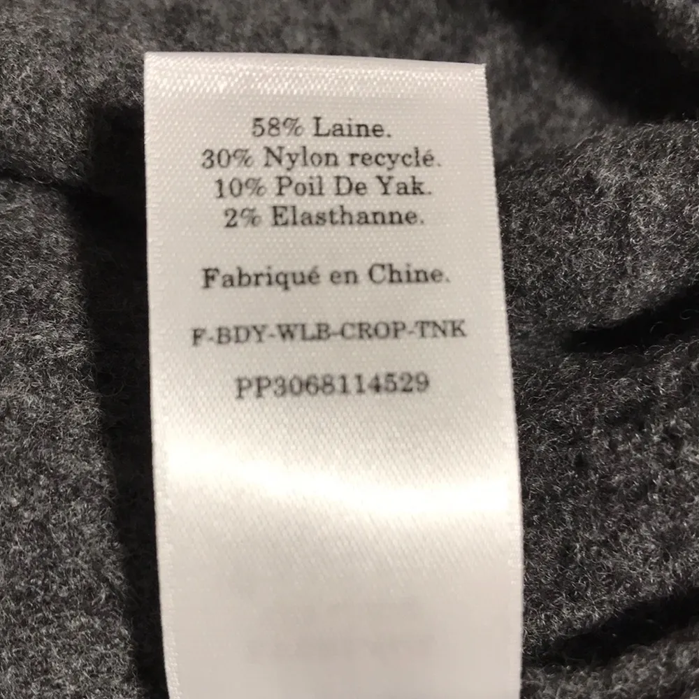 Everlane Cozy Stretch Crop Tank Top Ribbed Wool/Yak/Nylon Dark Grey S NWT - Image 9