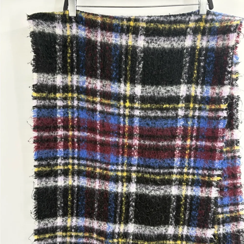 Urban Outfitters Women’s Fuzzy Purple Plaid Winter Layering Polyester Scarf - Image 5