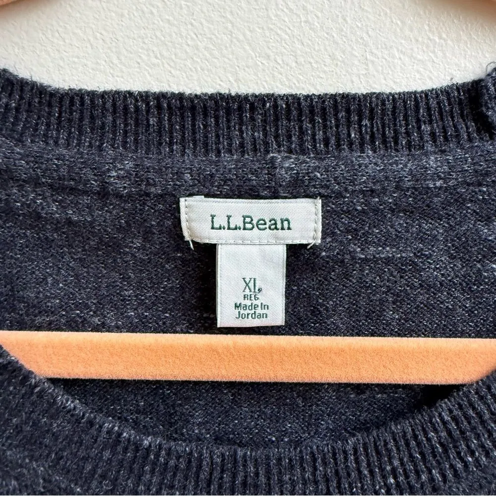 LL Bean Sweater Womens Classic Crew Neck Knit Pullover Dark Grey cotton Size XL Black - Image 3