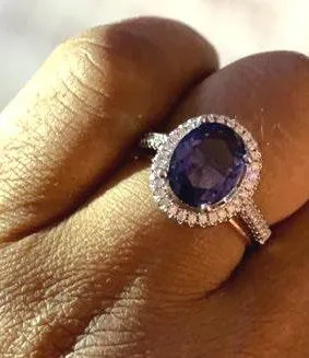 Australian Crystal Oval Stone Ring Dipped In White Gold... Purple - Image 4