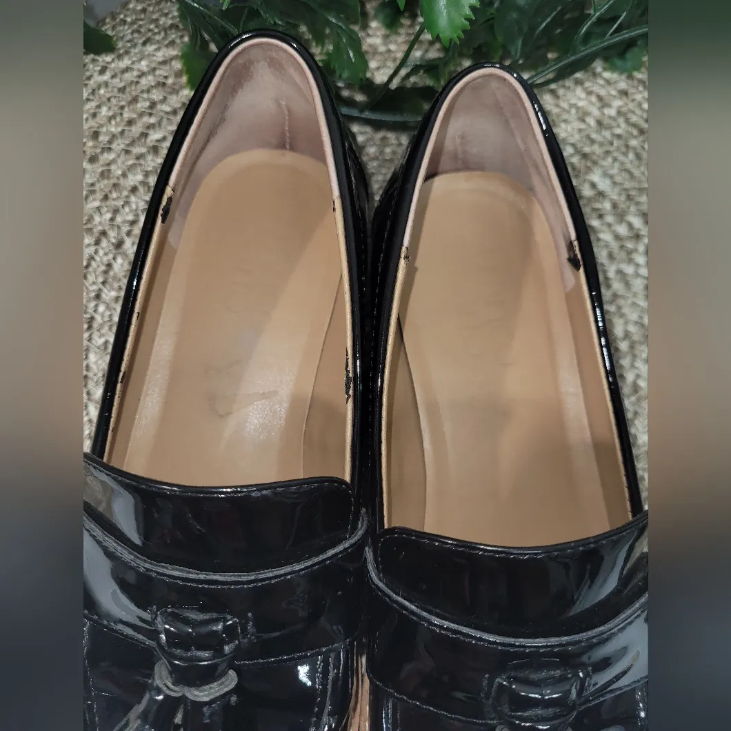 Franco Sarto L-Carolynn Loafers Patent Leather Black US 6 1/2 Wide Lug Soles - Image 6