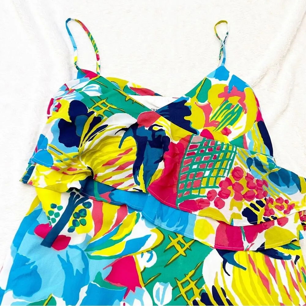 Women's J. Crew colorful sun dress sz 2 Spaghetti Strap Dress Palm Print dress - Image 5