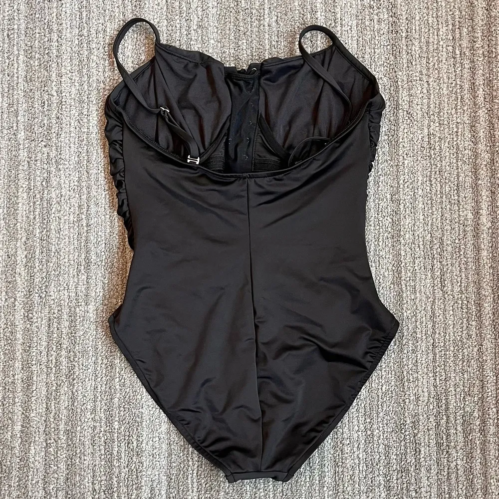 MagicSuit Swimsuit Black Lace Up One Piece Victoria 14 NWOT - Image 3