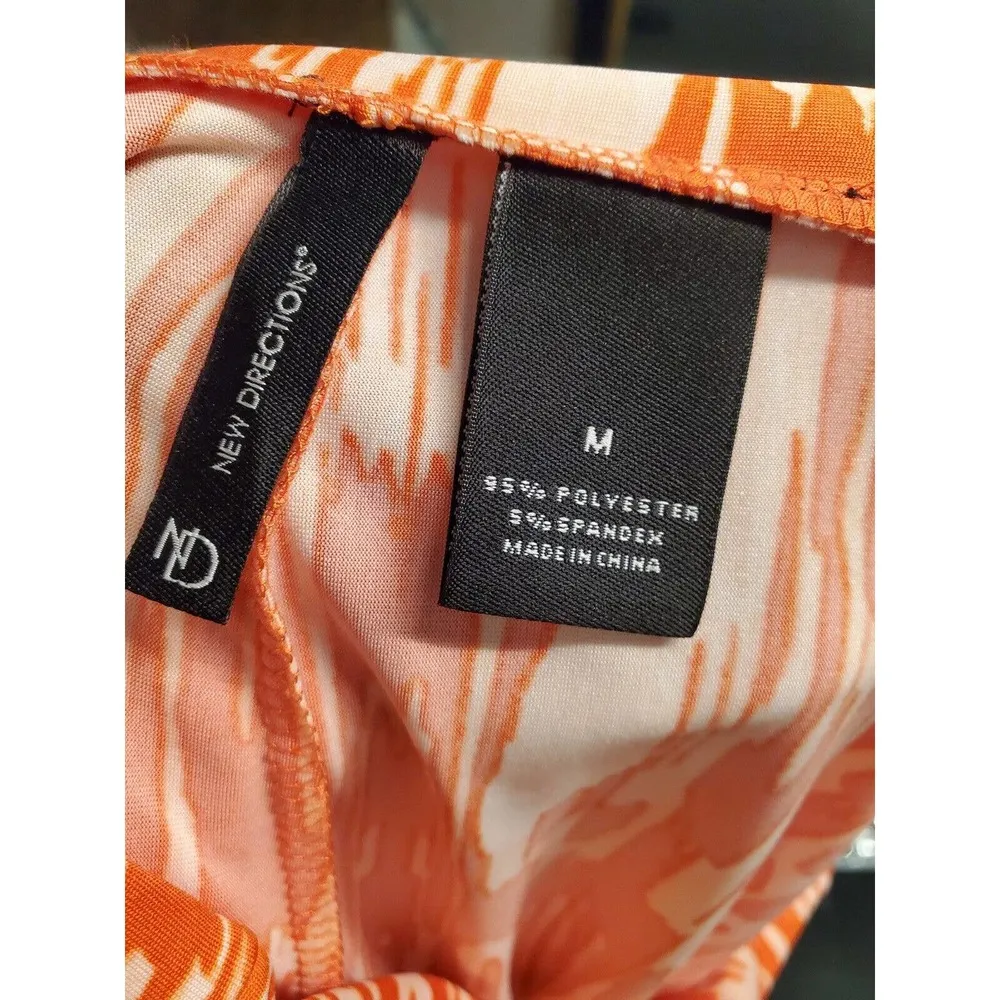 New Directions Orange Polyester Mid Rise Wide Legs Comfort Waist Palazzo Pant M Size M - Image 7