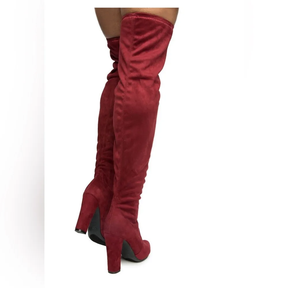 BAMBOO Red Over-the-Knee Boots with Suede Finish - Image 5