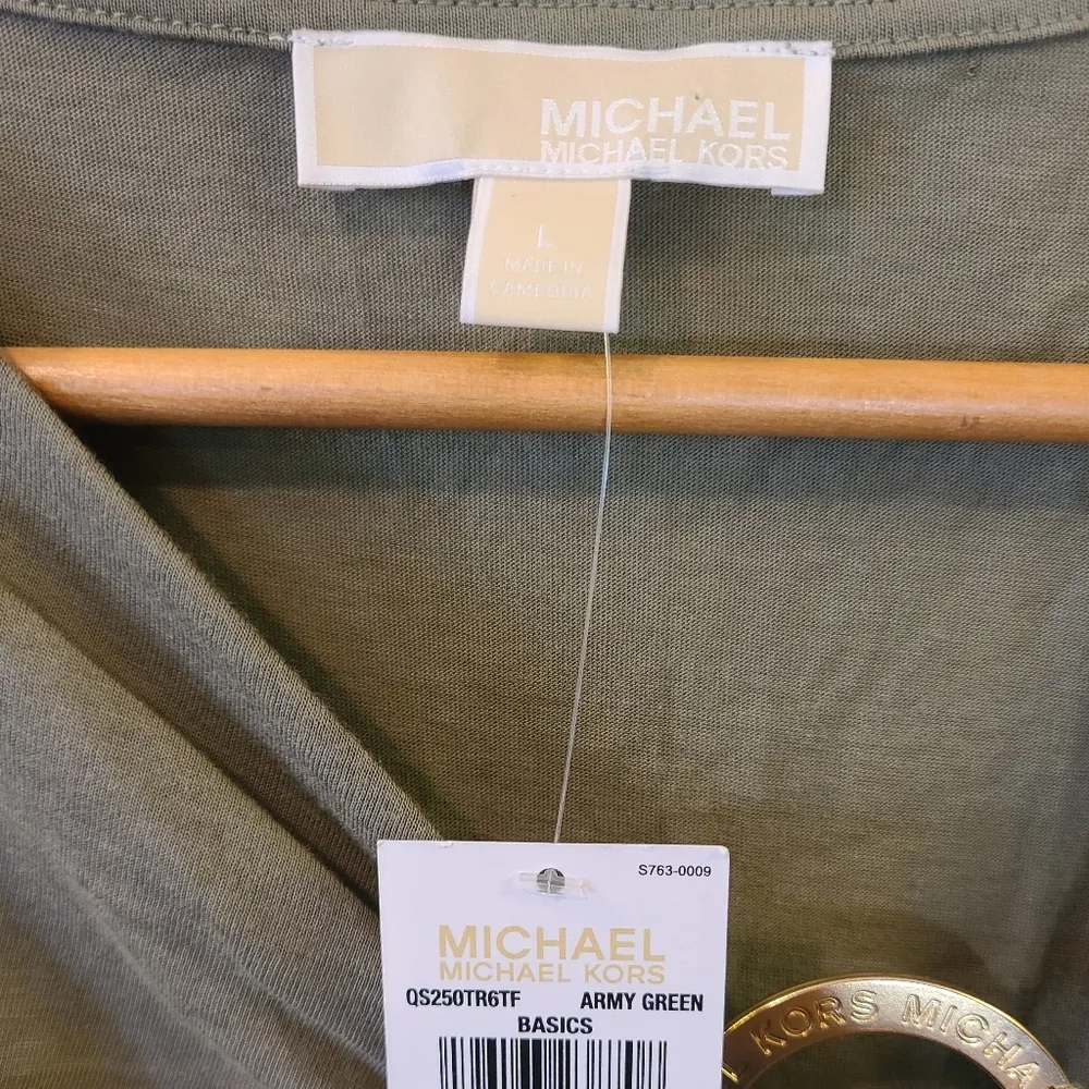 Michael Kors Army Green Blouse Size Large ** - Image 7
