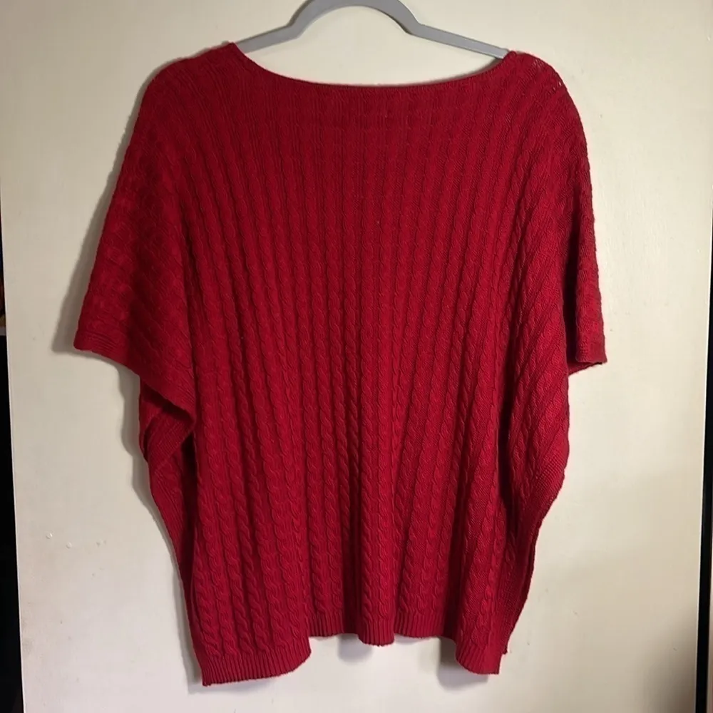 Mudpie Ladies one size deep red poncho style sweater - Image 3