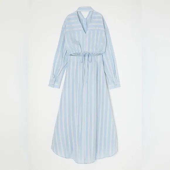 MOUSSY PENELOPE‎ STRIPED BUTTON UP DRESS maxi SIZE Small Blue - Image 12