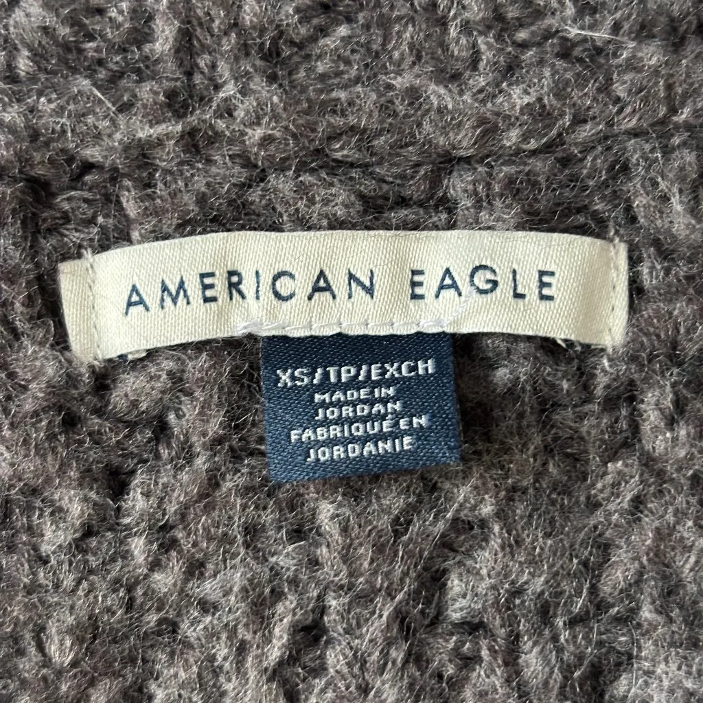 American Eagle Gray Waffle Knit Sweater - Size XS - Image 3