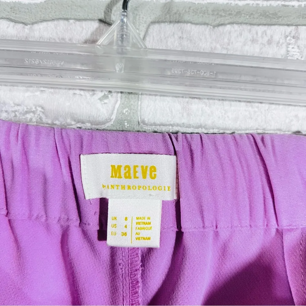 Maeve by Anthropologie Pintuck Tapered High Rise Cuffed Trousers in Lilac Size 4 - Image 7