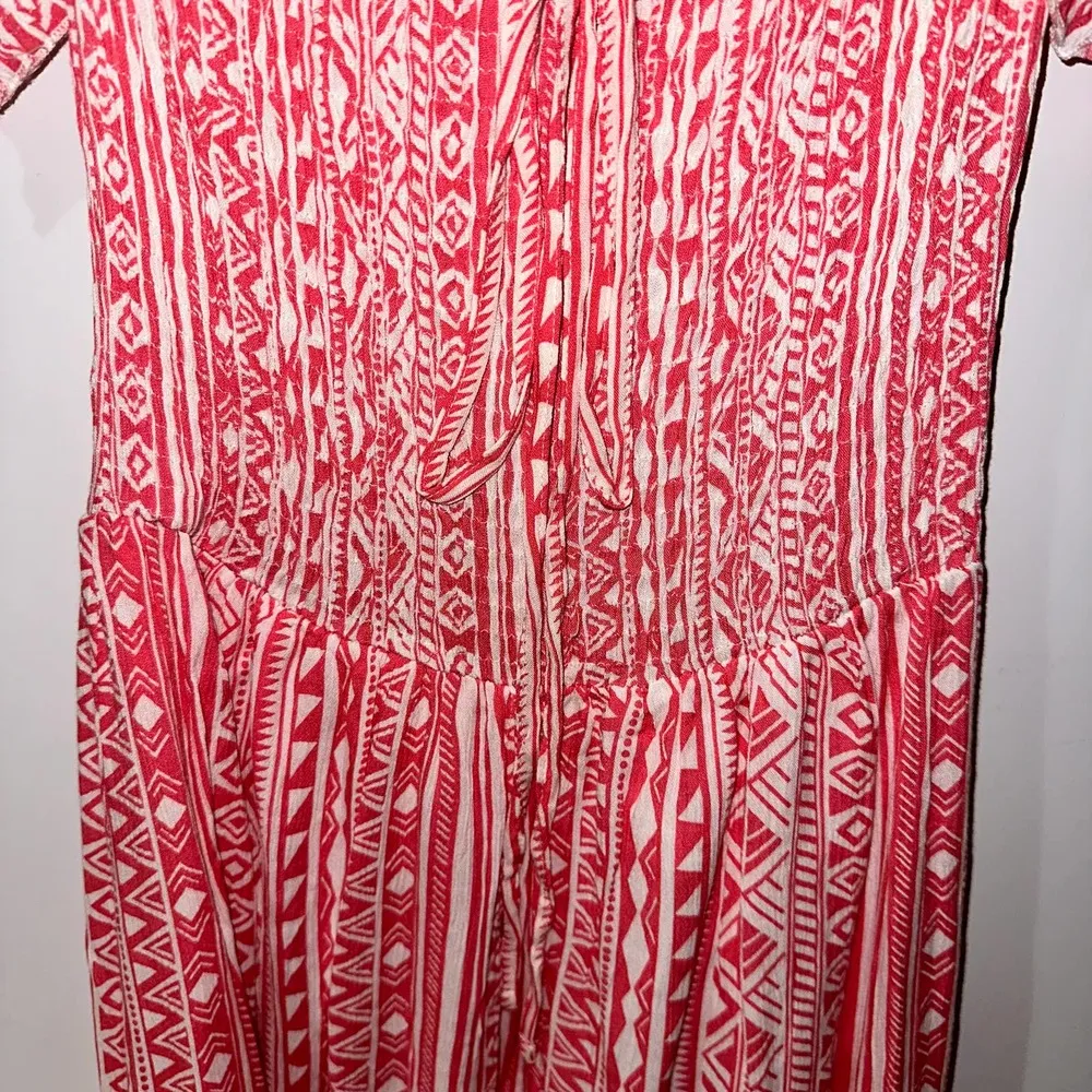 SALTY LEMON PINK CREAM GEOMETRIC BOHO HI LOW DRESS SMALL - Image 5