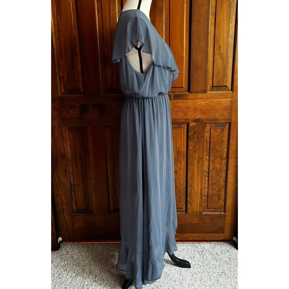 Show Me Your Mumu Dress Women’s Size XL Blue Chiffon Jess Ruffle Bridesmaid - Image 4