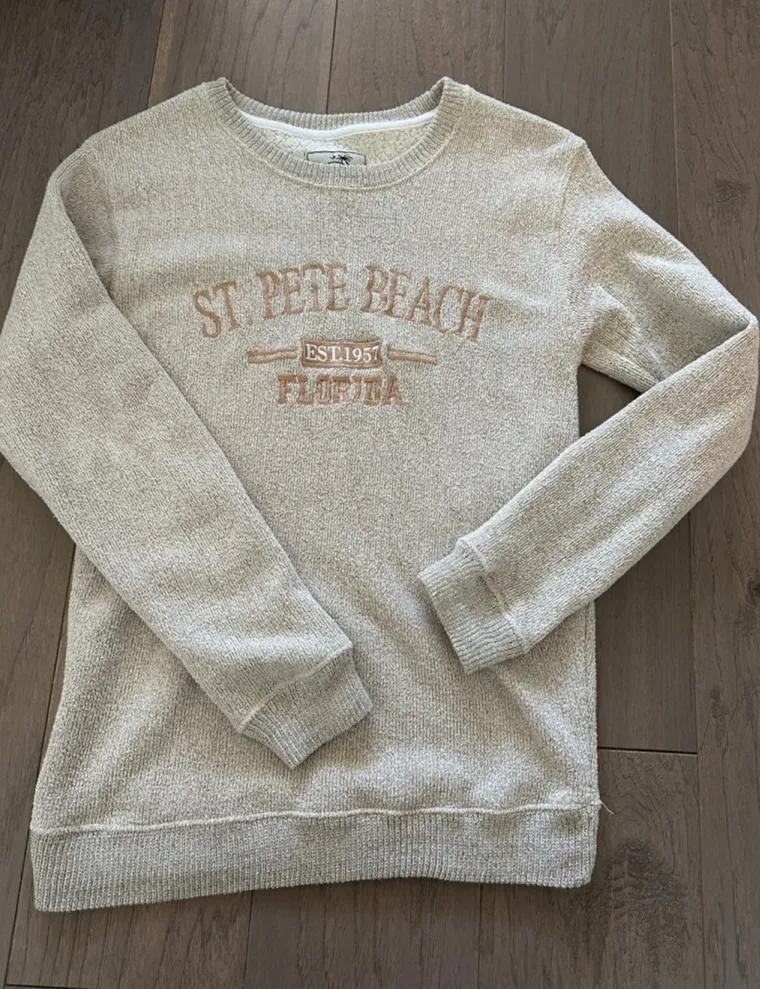 Women's Salty Wave Collection Beige St. Pete Beach Crew Neck Sweater M Brown Size M - Image 1