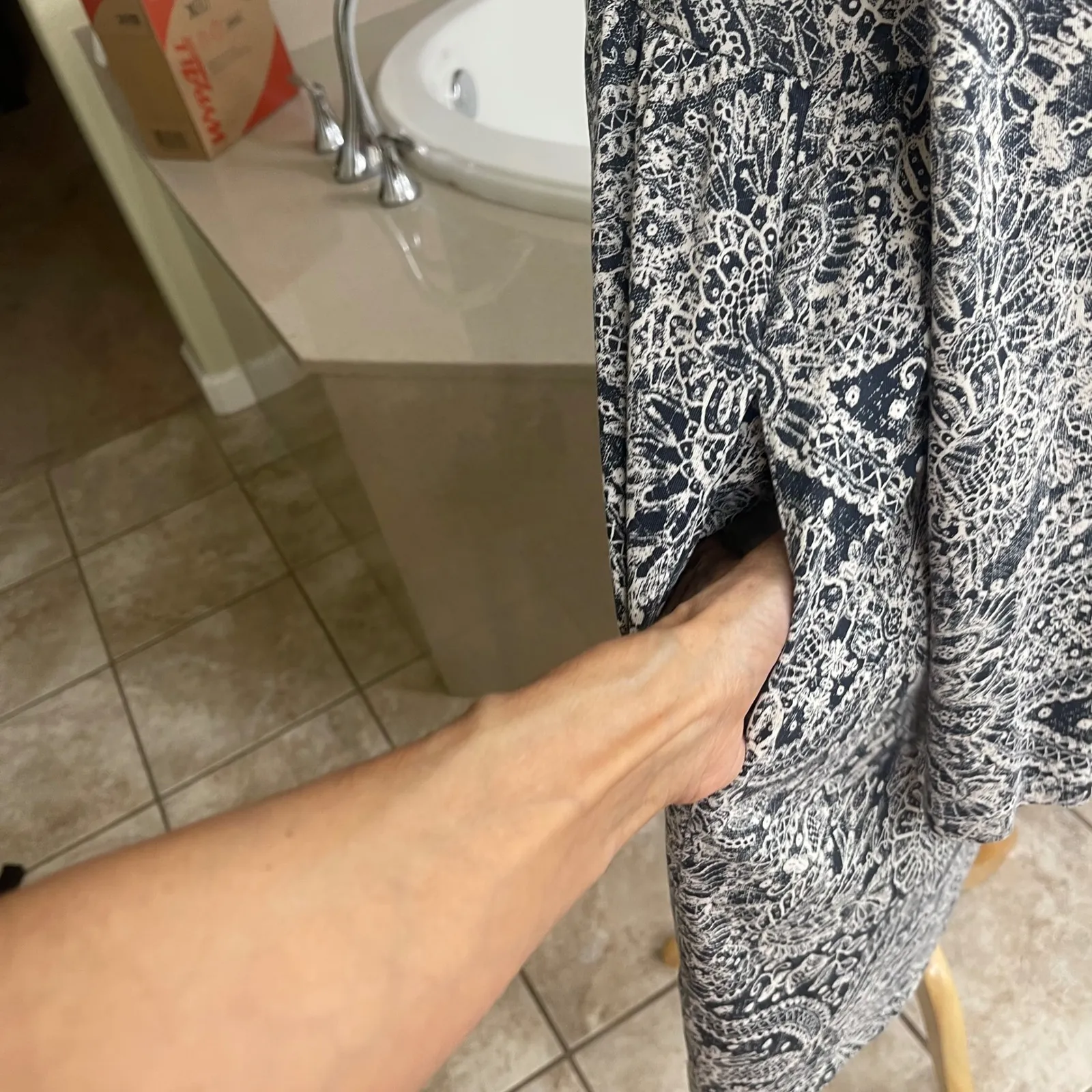 Peruvian Connection Paisley Print Long Sleeve gathered Dress Women Sz  Small - Image 4