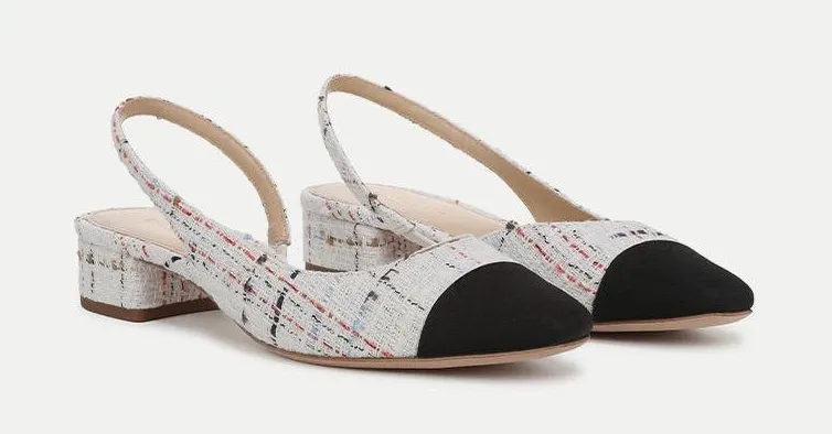 NEW VERONICA BEARD Cecile Tweed Cap-Toe Slingback size 7.5 womens shoes Designer - Image 1