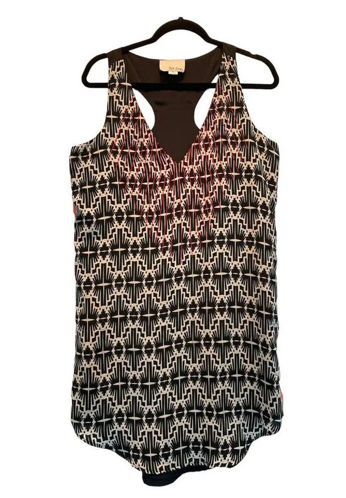 Chloe Olivers Racerback Orange Accent Geometric Sleeveless Dress M Black Size M - Image 2