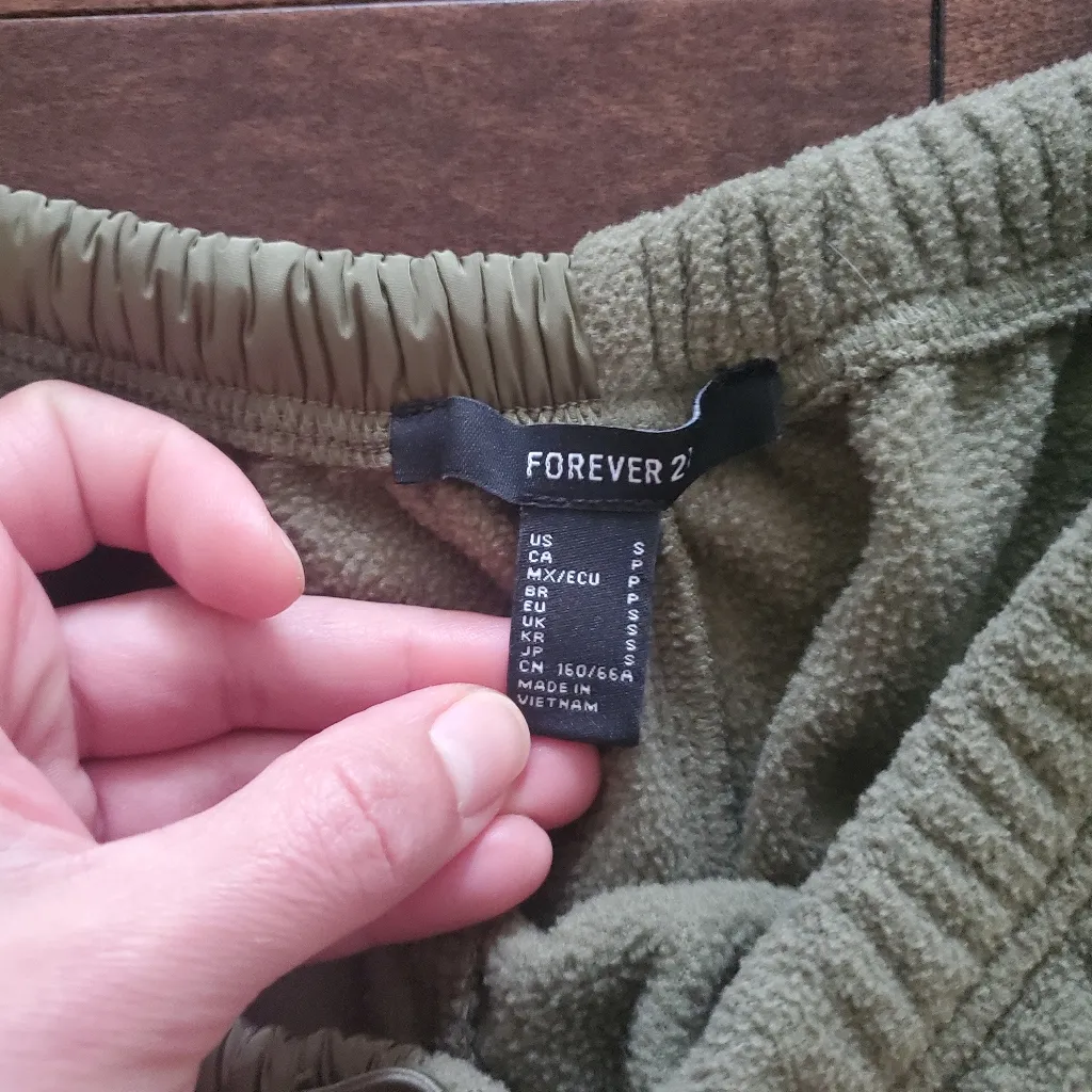 Army green shorts size small patch work dri fit and fleece material by F… - Image 3