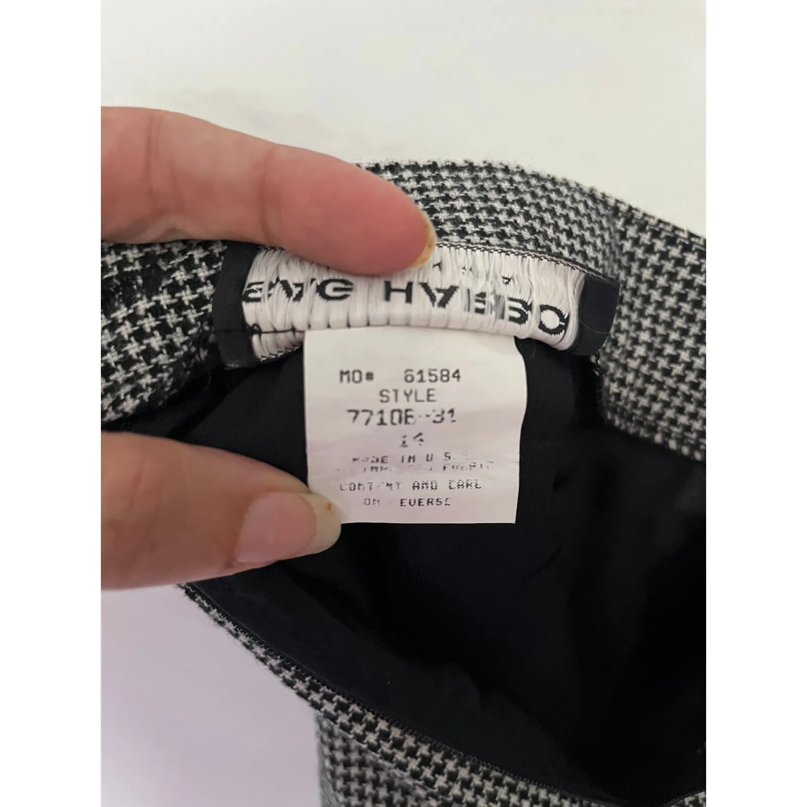 Vtg 90s Sag Harbor Houndstooth Skirt Size 14 Preppy Old Money Black White Retro - Image 11