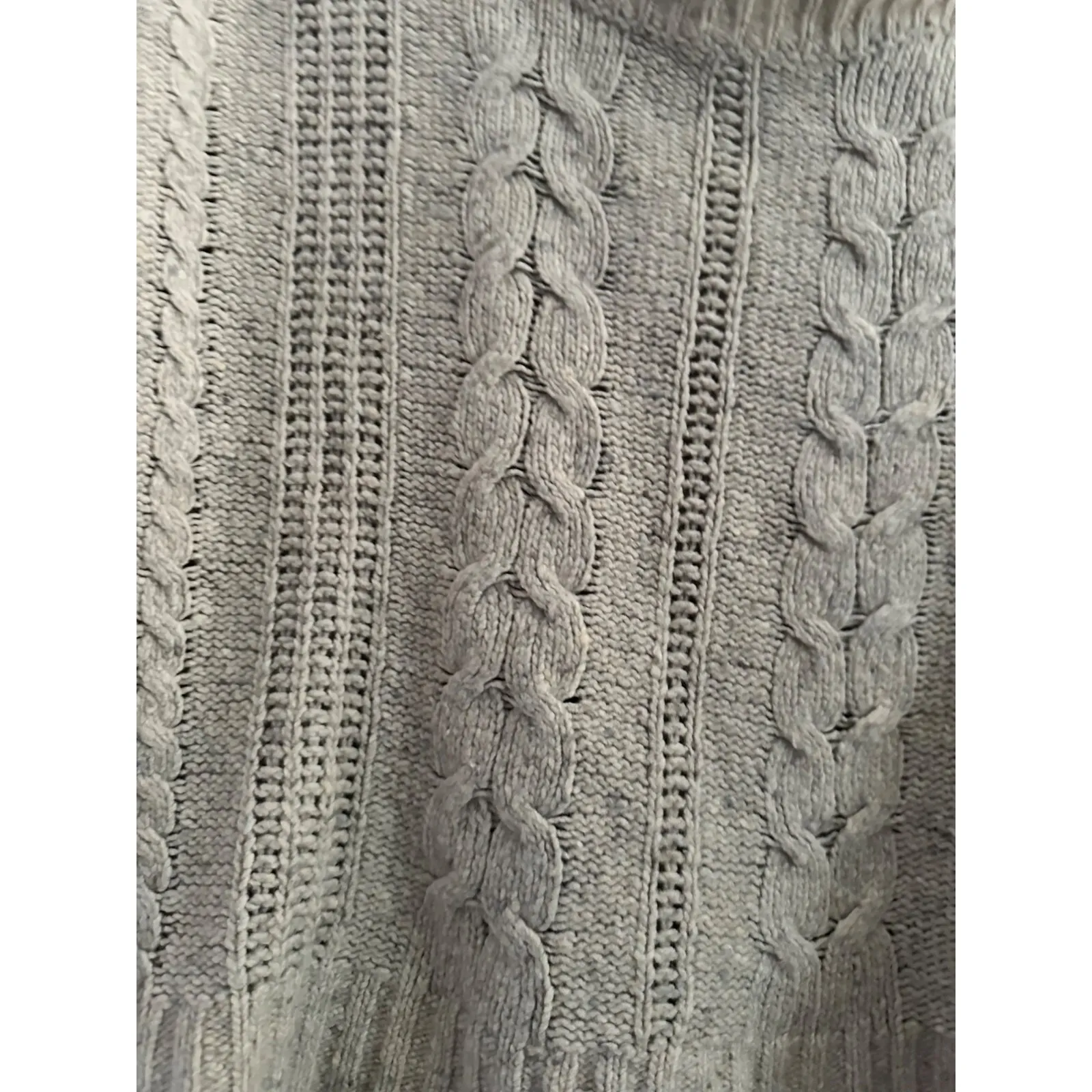 Habitual Clyda Chunky Knit Cable Pullover Sweater In Cream Long Sleeve High-Low - Image 7