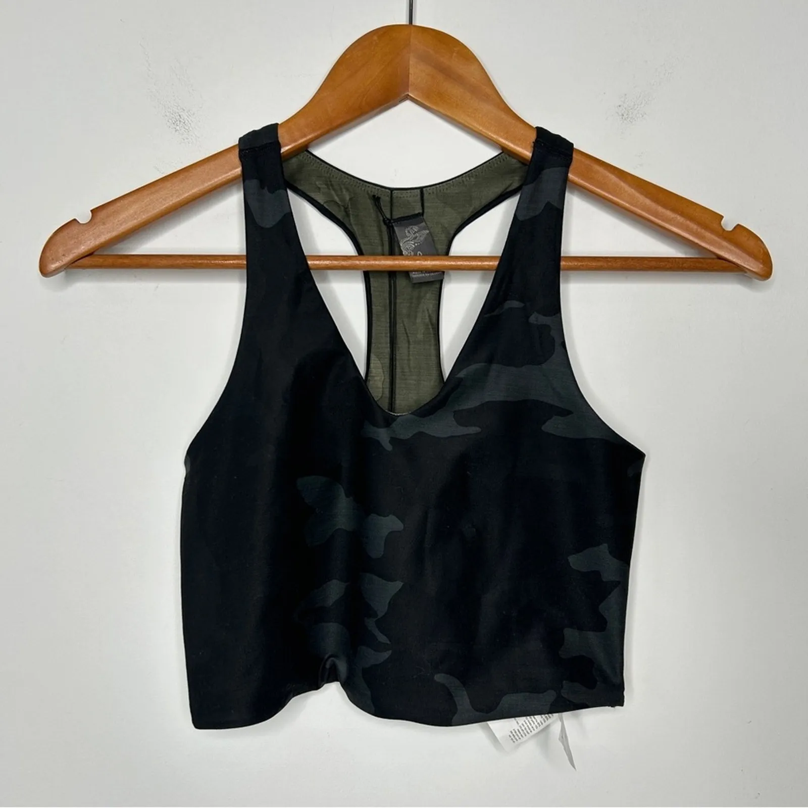 PRANA Black Camo Crop Top Bra Womens XS Athletic Activewear Workout Gym Sporty - Image 4