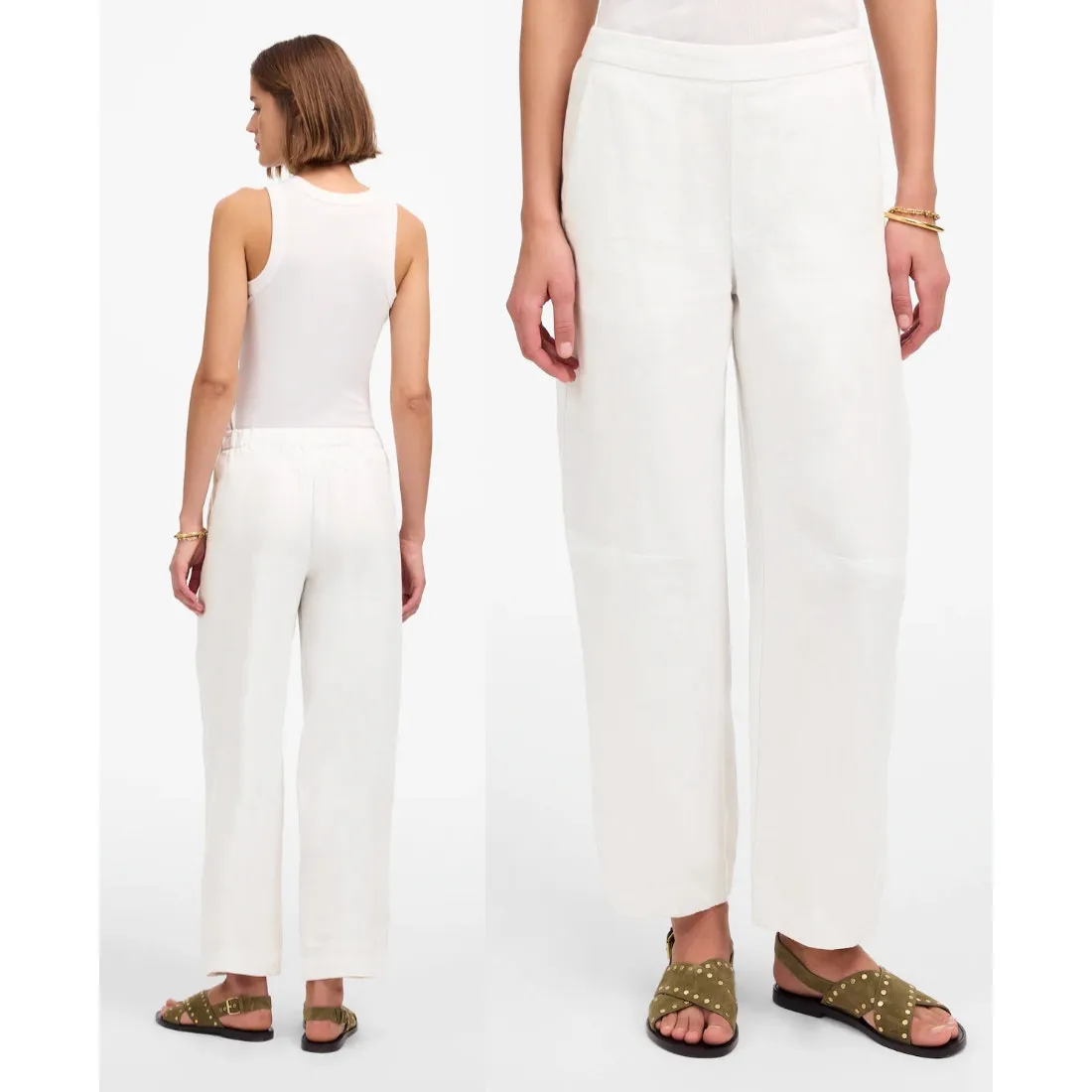 Madewell | NWT Pull-On Barrel Pants in 100% Linen in Salt | Sz XS - Image 2