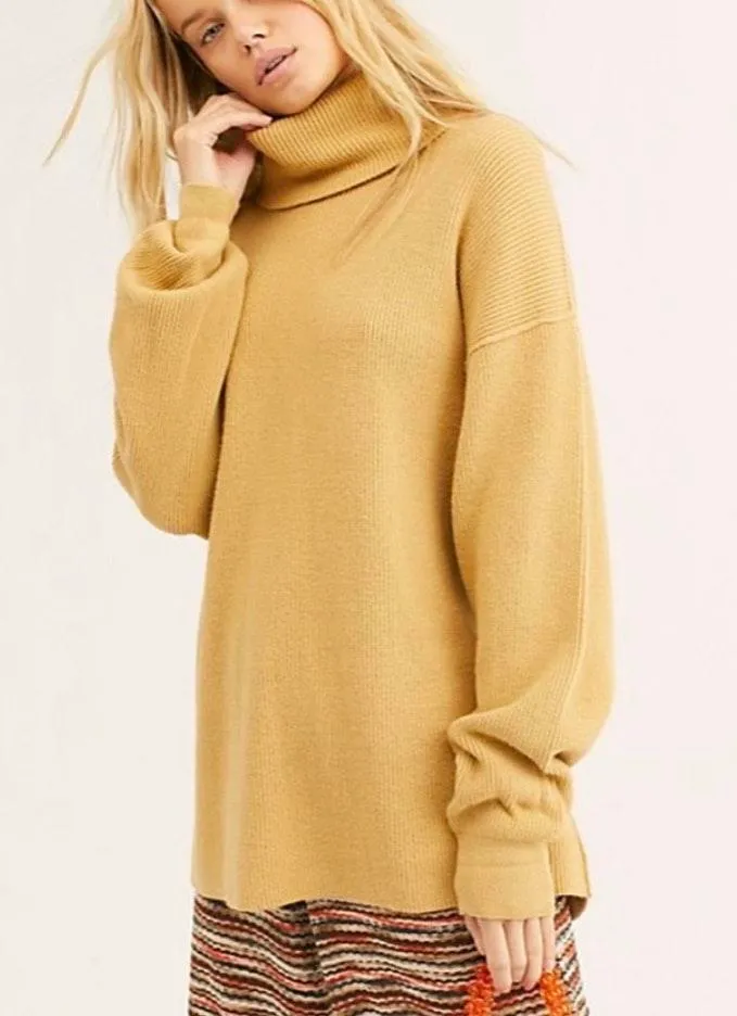 Softly Structured Oversized Knit Turtleneck Tunic Sweater - Image 2