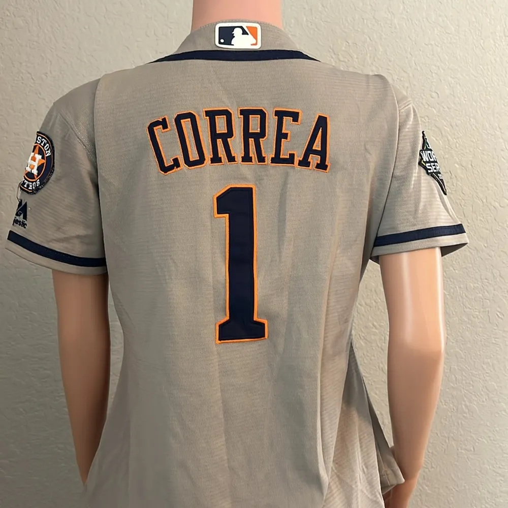 Majestic Houston Astros 2019 Correa 1 Jersey Adult Stitched coolbase Sz L #18 - Image 7
