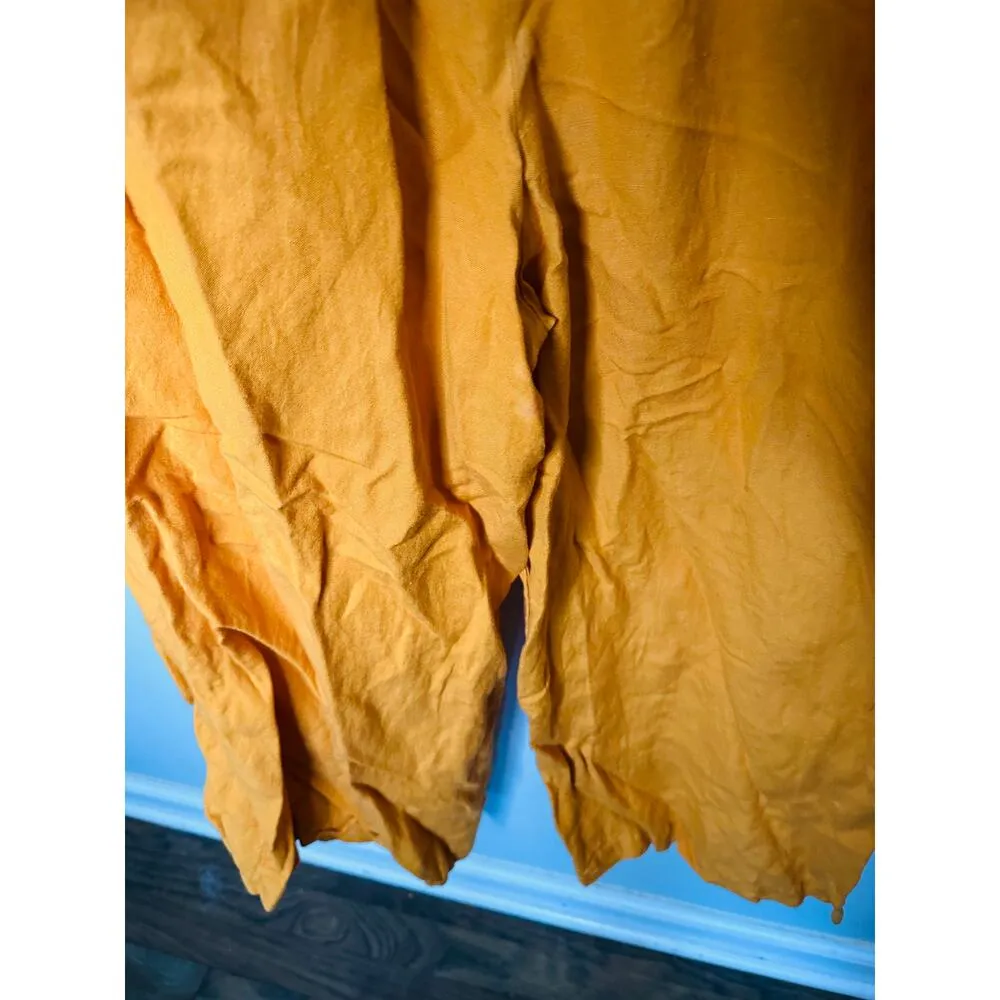 PETER SOM COLLECTIVE Yellow Linen Blend Cross Back Jumpsuit Size 2 - Image 13