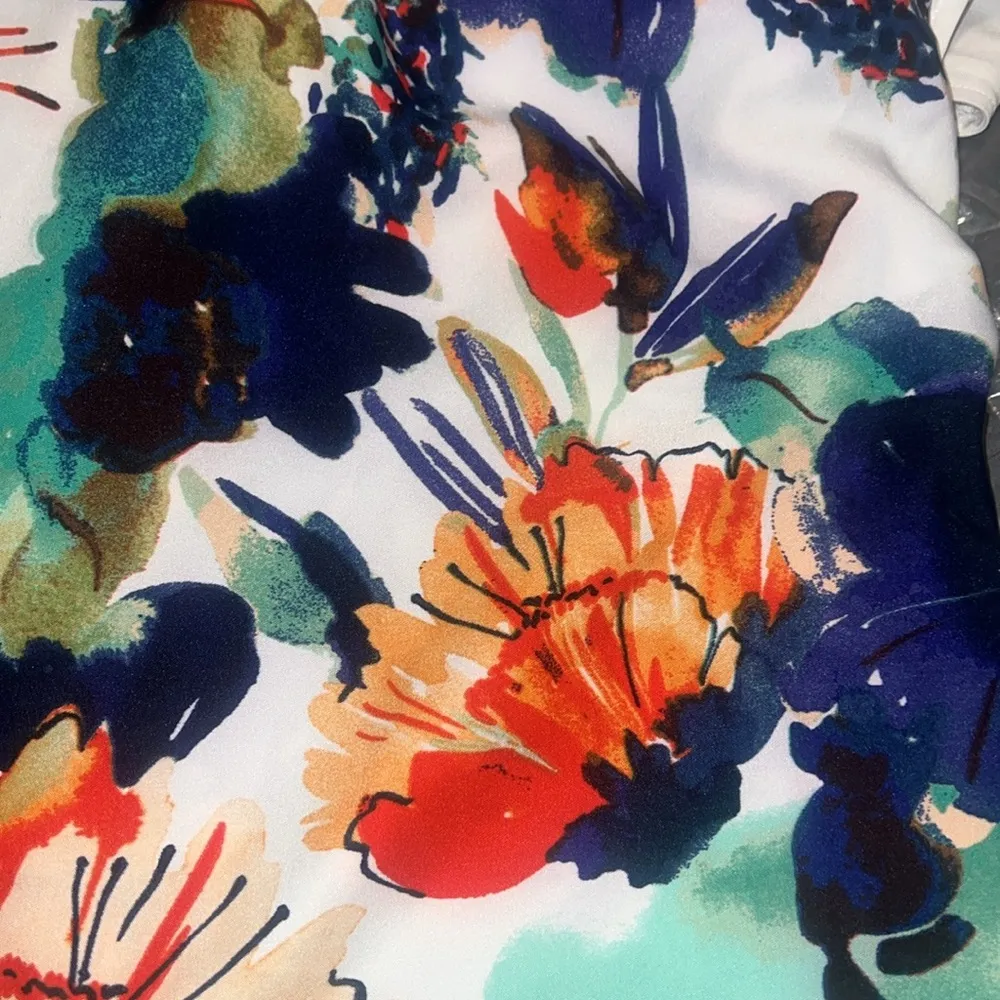 Maya Broke Sz 20 2X Sleeveless Floral Print Midi Skirt White - Image 5