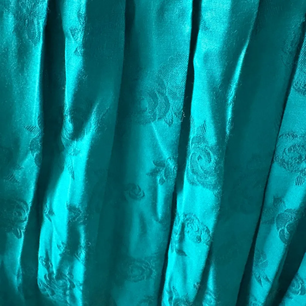 Vtg Marie St. Claire 1980s teal rayon beaded drop - Image 6