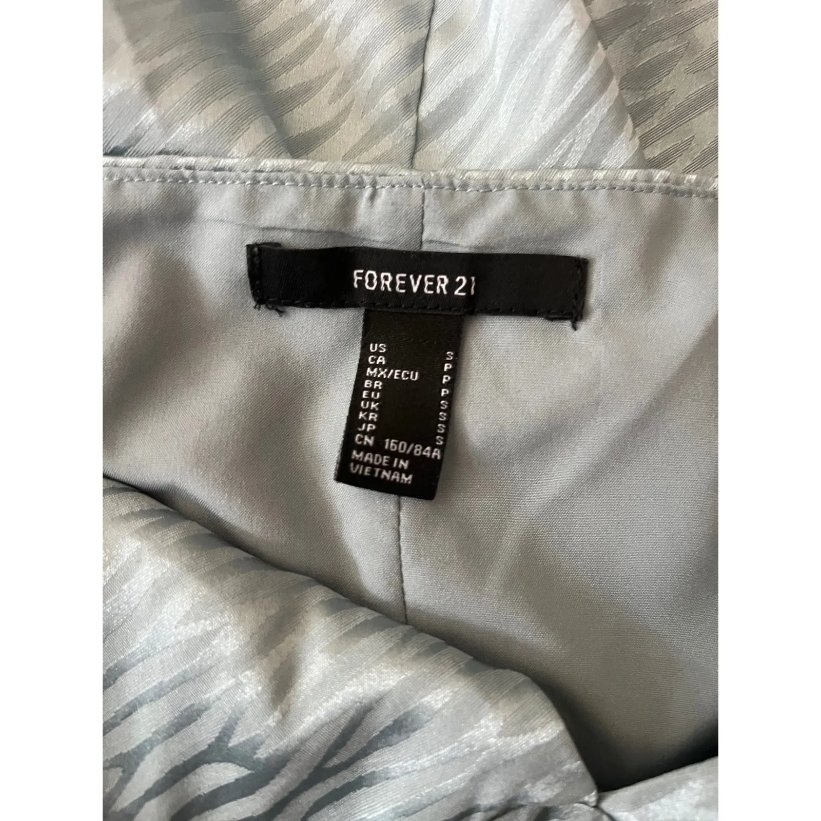 Forever 21 Mini Dress Blue Gray Zebra Print Sleeveless Button Accents - Image 8