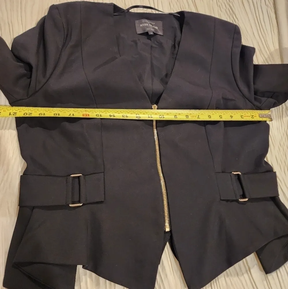 River Island black belt gold zipper detail moto light Jersey jacket blazer 14 - Image 13