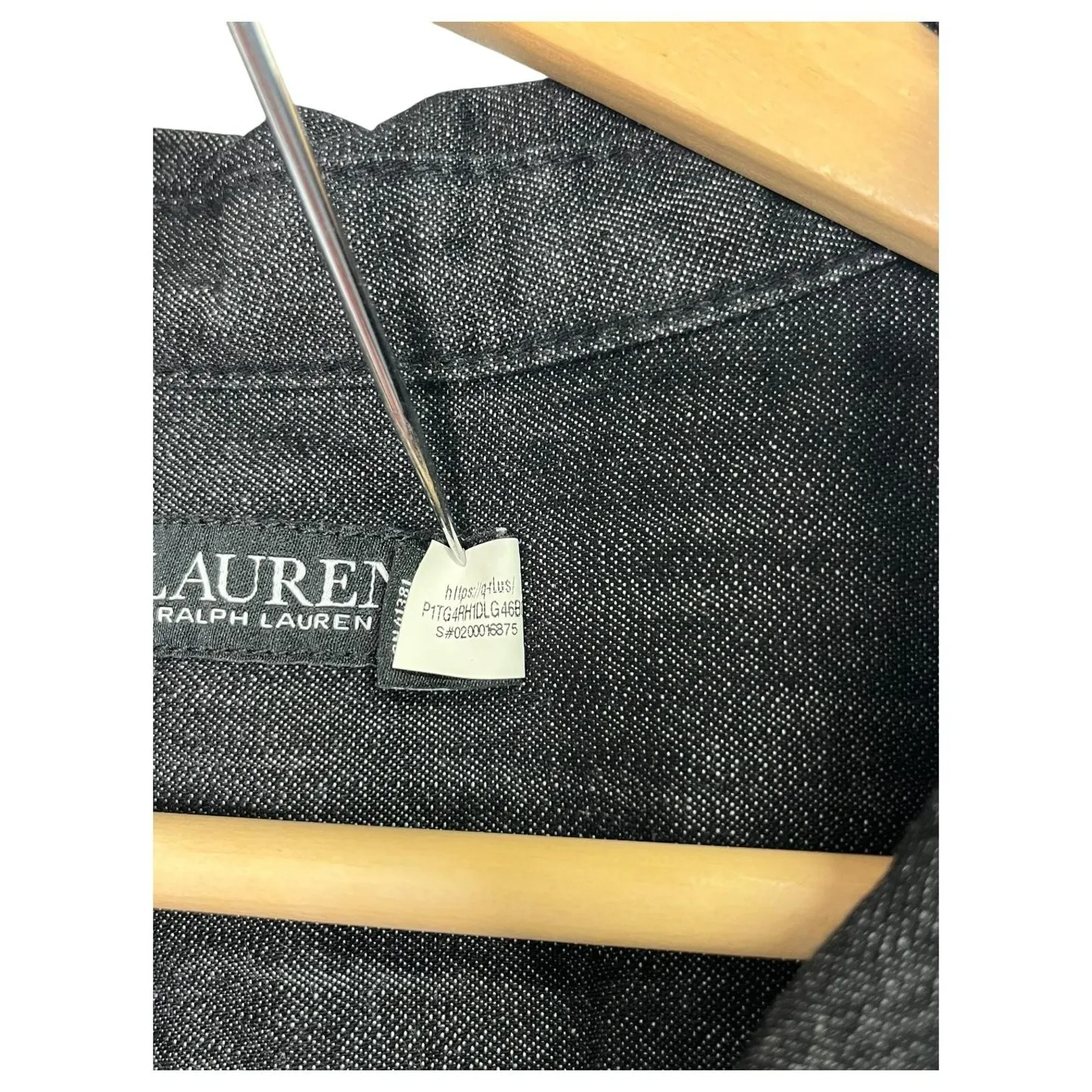 Lauren Ralph Lauren Shirt Dress Womens Small Black Petite Chambray Denim Pockets - Image 10