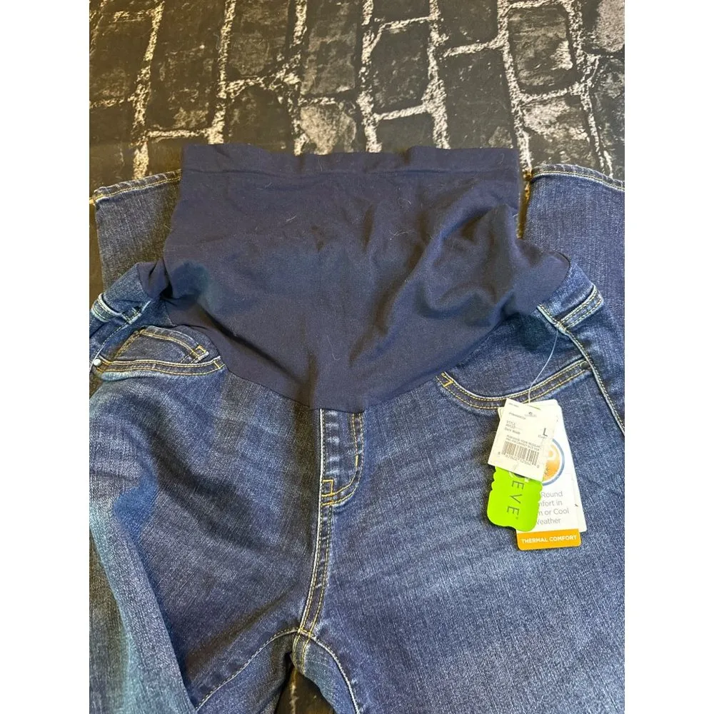 Motherhood Maternity Belly Fit Jeans, Indigo Blue, Skinny Leg, Size L, NWT - Image 5