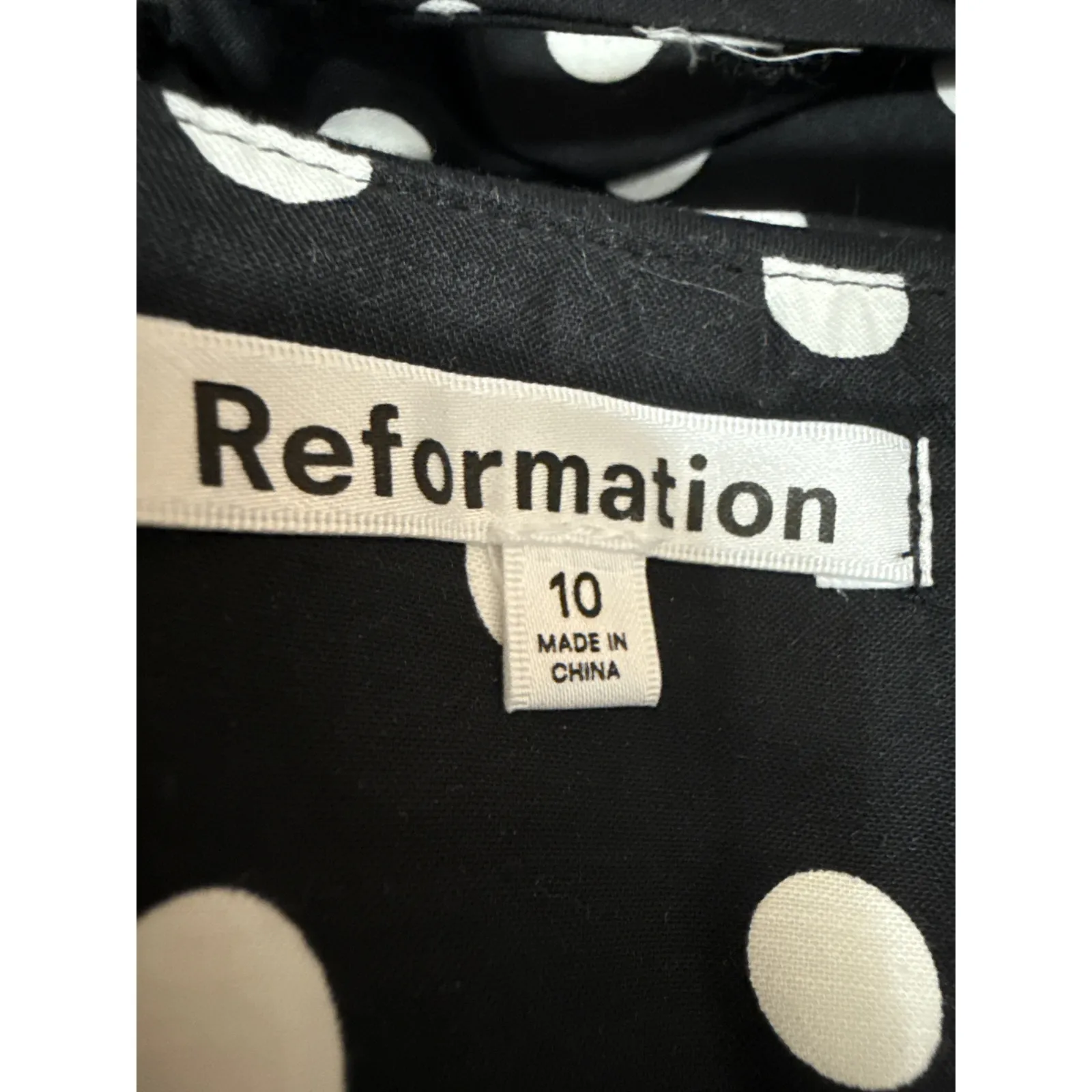 NEW Reformation Orion Black Strapless Polka Dots Ruched Cami Tank Top Size 10 - Image 4