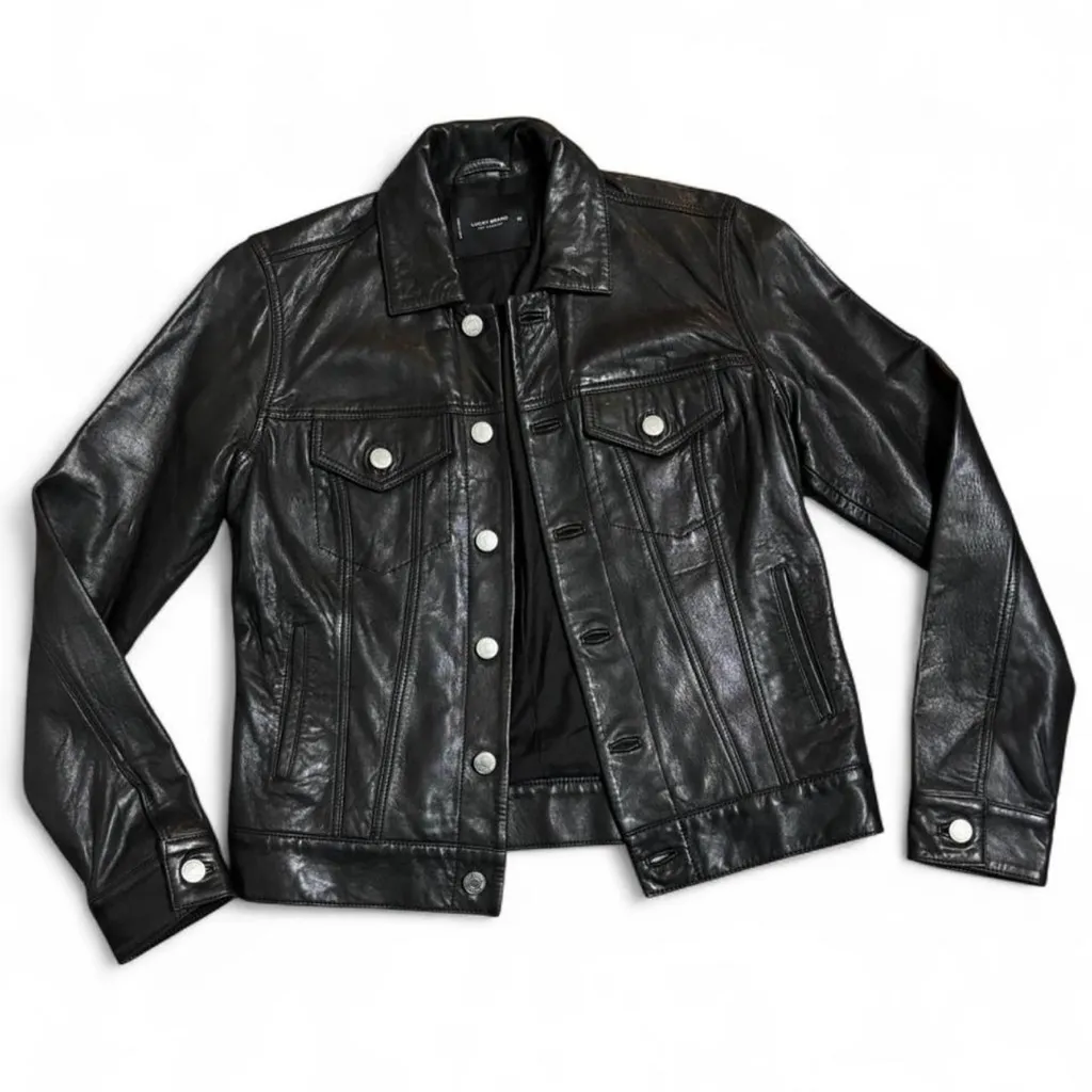 Leather Trucker Jacket size XS - Image 4