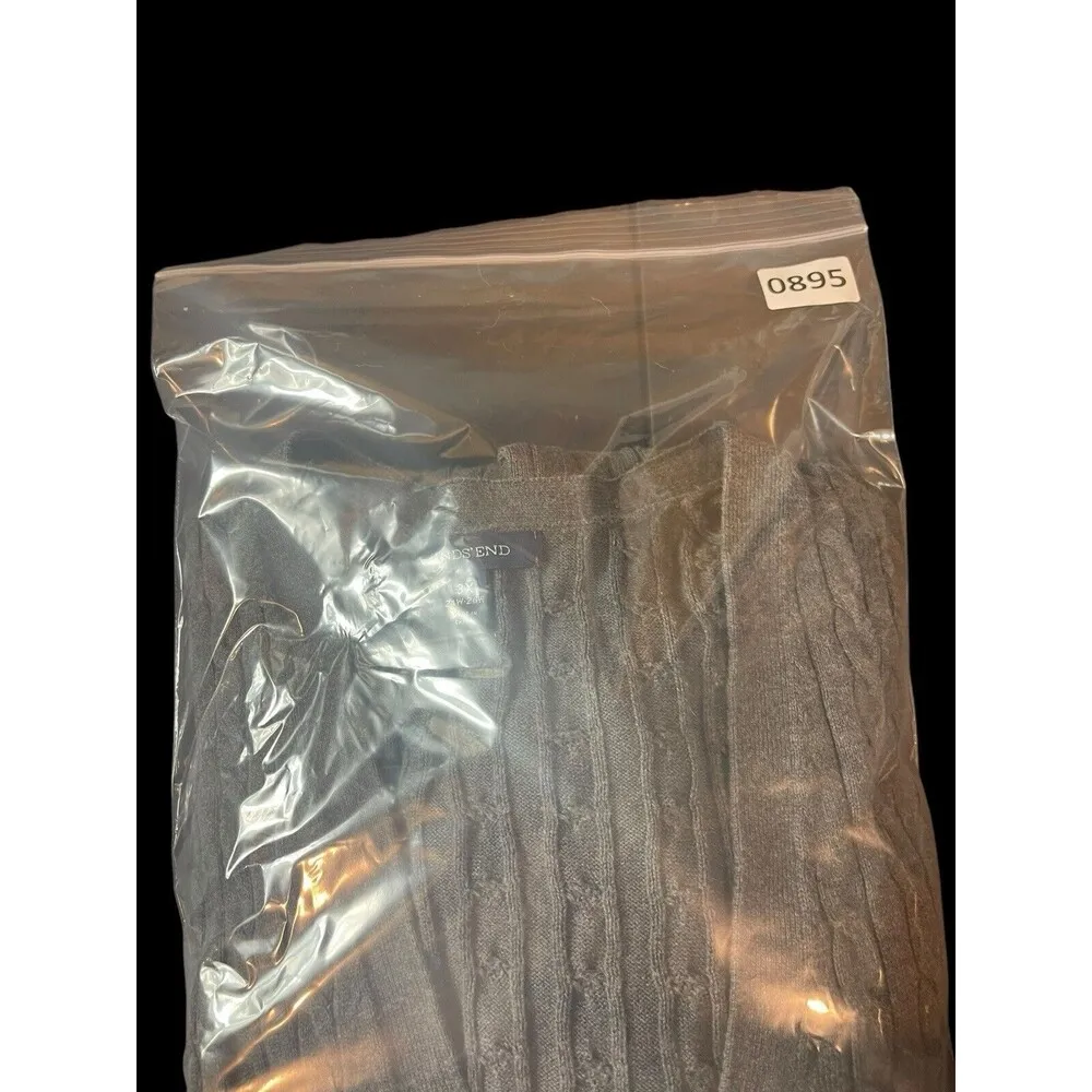 Basic Editions Gray Cable Knit V-neck Long Sleeve Button Up Cardigan 3x - Image 11