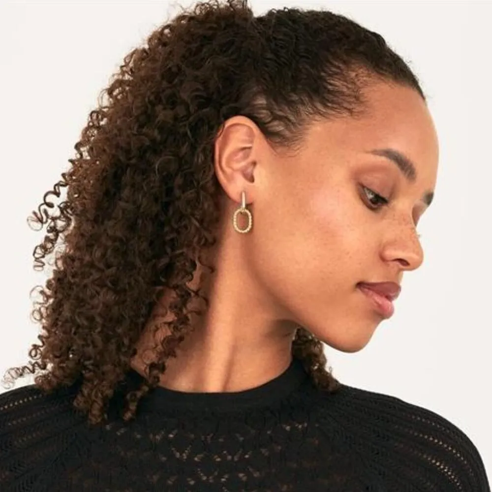 14K Gold Convertible Link Huggie Earrings for Women | Paperclip Link Earrings - Image 4