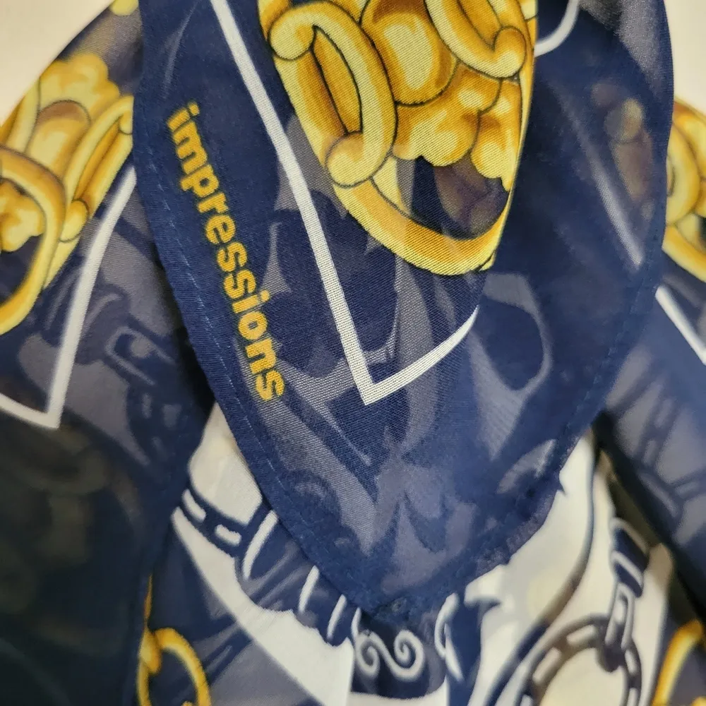 Impressions navy gold Greek baroque square scarf - Image 2