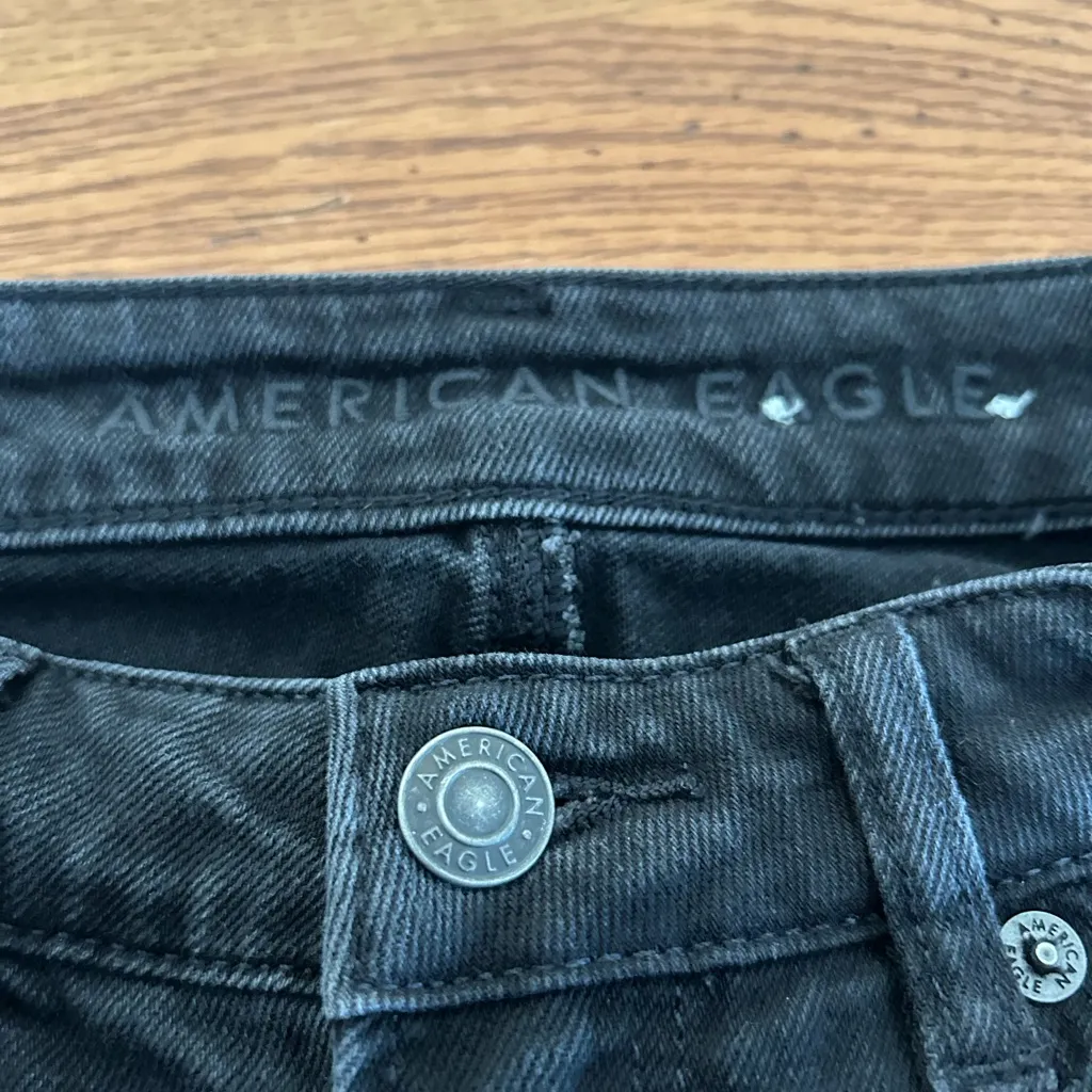 American Eagle Ripped Mom Straight Jeans Black Size 000 - Image 9