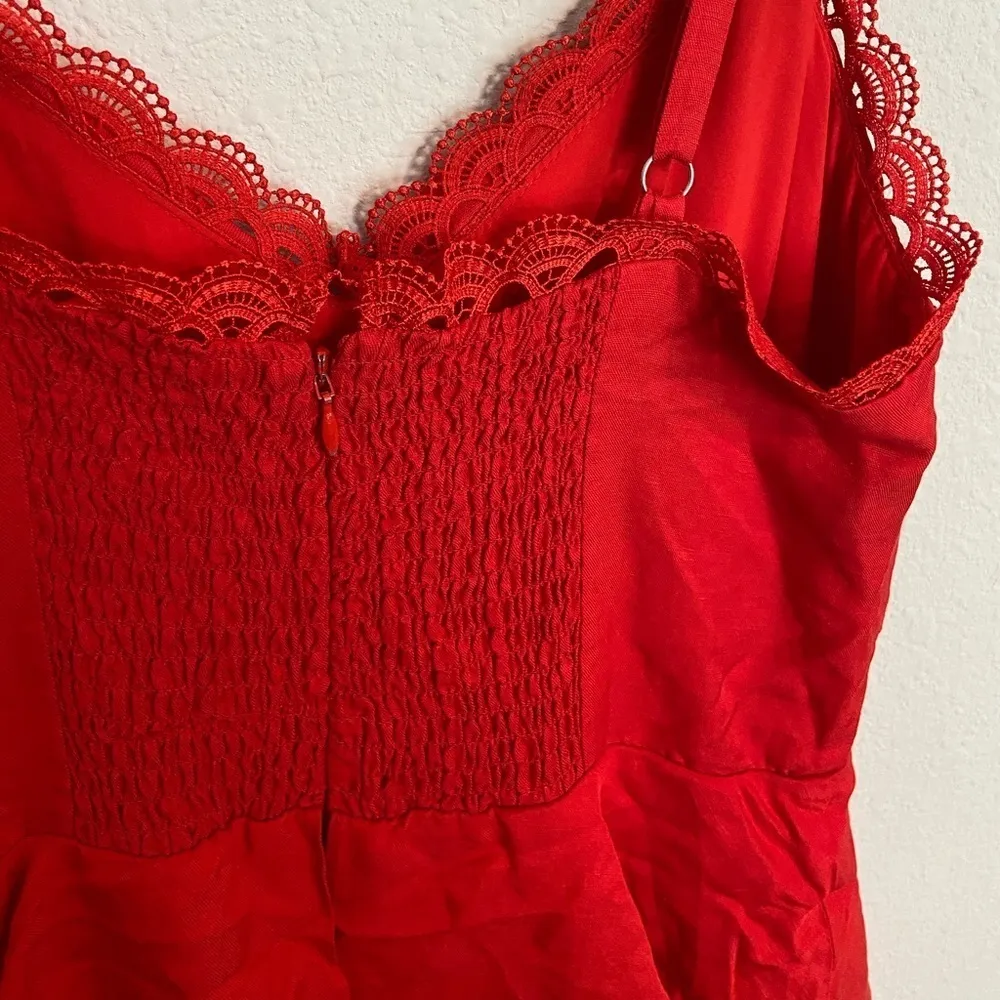 MARCHESA Notte Red Tiered Midi Dress Size 2 - Image 5